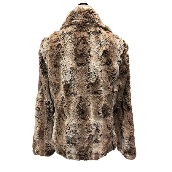 True Grit Dylan Faux Fur Button Front Jacket In Brown & Cream Tones - Picture 5 of 8